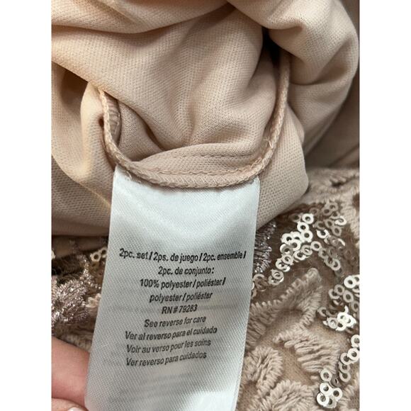 NWT Alex Evenings Womens Rose Gold Cap Sleeve Embroidered Fit and Flare Dress 14 - Picture 11 of 15